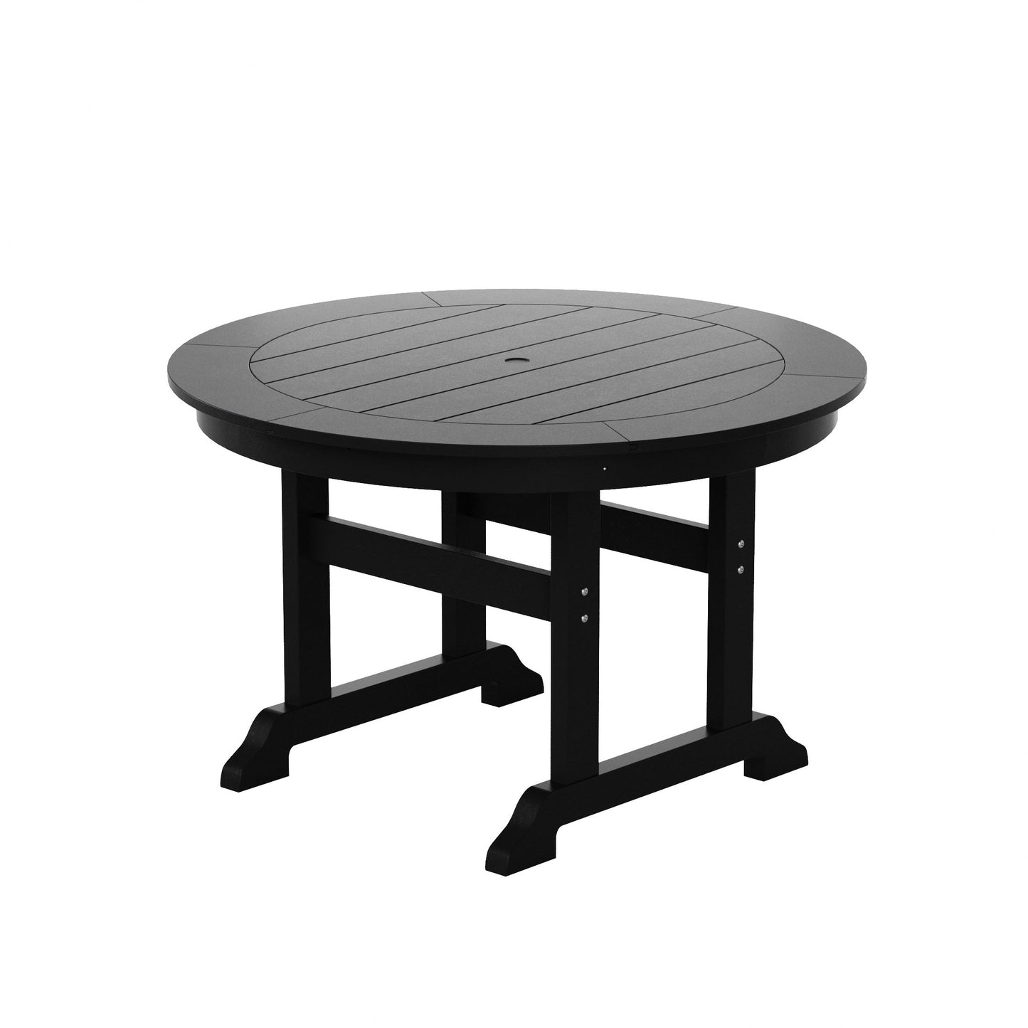 Ensemble de repas de jardin Polytrends Laguna en HDPE, résistant aux intempéries, avec table ronde et chaises à accoudoirs (ensemble de 5 pièces)