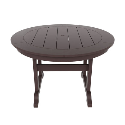Ensemble de repas de jardin Polytrends Laguna en HDPE, résistant aux intempéries, avec table ronde et chaises à accoudoirs (ensemble de 5 pièces)