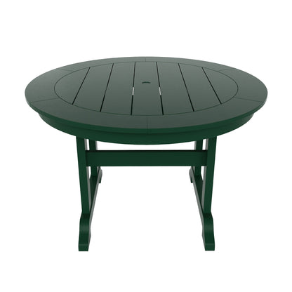 Ensemble de repas de jardin Polytrends Laguna en HDPE, résistant aux intempéries, avec table ronde et chaises à accoudoirs (ensemble de 5 pièces)