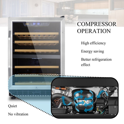 Lanbo Cave à vin intégrée à double zone de refroidissement, 24 pouces, 44 bouteilles