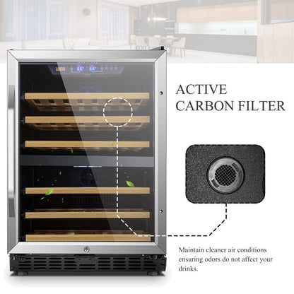 Lanbo Cave à vin intégrée à double zone de refroidissement, 24 pouces, 44 bouteilles