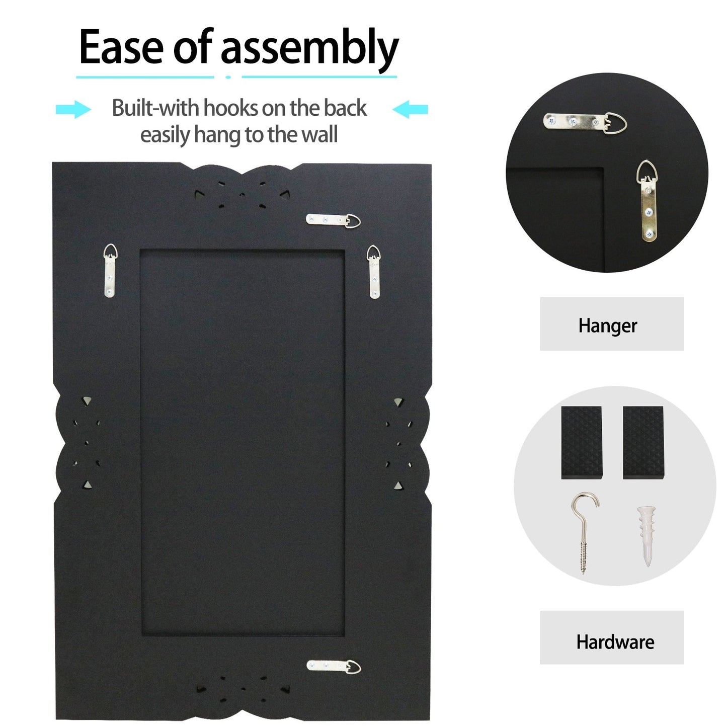 Grand miroir mural rectangulaire à facettes avec perles de cristal, à assembler.