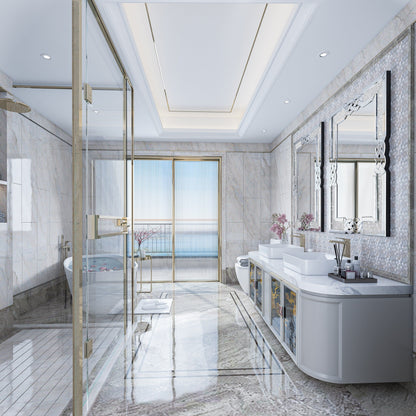 Grand miroir mural rectangulaire à facettes avec perles de cristal, à assembler.