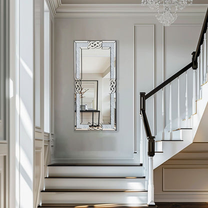 Grand miroir mural rectangulaire à facettes avec perles de cristal, à assembler.