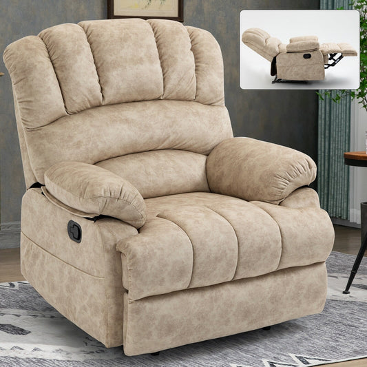 Grand fauteuil inclinable manuel pour adulte, confortable canapé inclinable individuel en tissu, fauteuil inclinable surrembourré pour salon.
