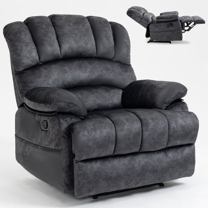 Grand fauteuil inclinable manuel pour adulte, confortable canapé inclinable individuel en tissu, fauteuil inclinable surrembourré pour salon.