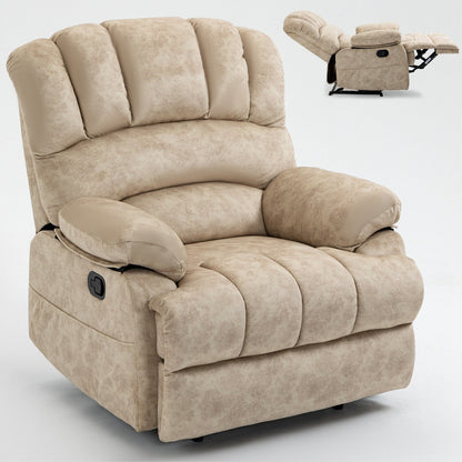 Grand fauteuil inclinable manuel pour adulte, confortable canapé inclinable individuel en tissu, fauteuil inclinable surrembourré pour salon.