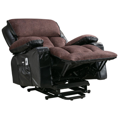 Grand fauteuil inclinable à levage électrique avec fonction de chauffage et massage à 8 points - Télécommande, port USB