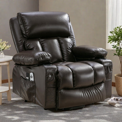 Grand fauteuil inclinable à levage électrique avec fonction de chauffage et massage à 8 points - Télécommande, port USB