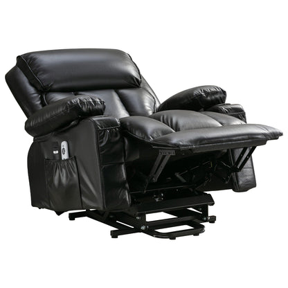 Grand fauteuil inclinable à levage électrique avec fonction de chauffage et massage à 8 points - Télécommande, port USB