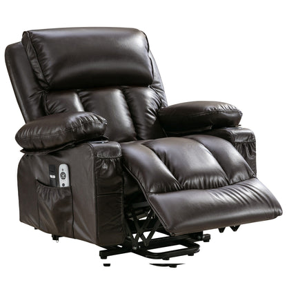 Grand fauteuil inclinable à levage électrique avec fonction de chauffage et massage à 8 points - Télécommande, port USB