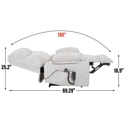 Fauteuil inclinable électrique à double moteur Lazy Boy en chenille avec massage et chauffage lombaire, double porte-gobelets, gris-bleu