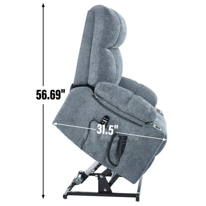 Fauteuil inclinable électrique à double moteur Lazy Boy en chenille avec massage et chauffage lombaire, double porte-gobelets, gris-bleu