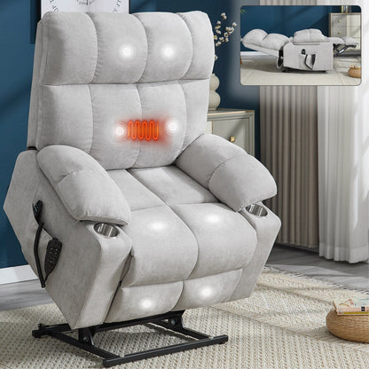 Fauteuil inclinable électrique à double moteur Lazy Boy en chenille avec massage et chauffage lombaire, double porte-gobelets, gris-bleu