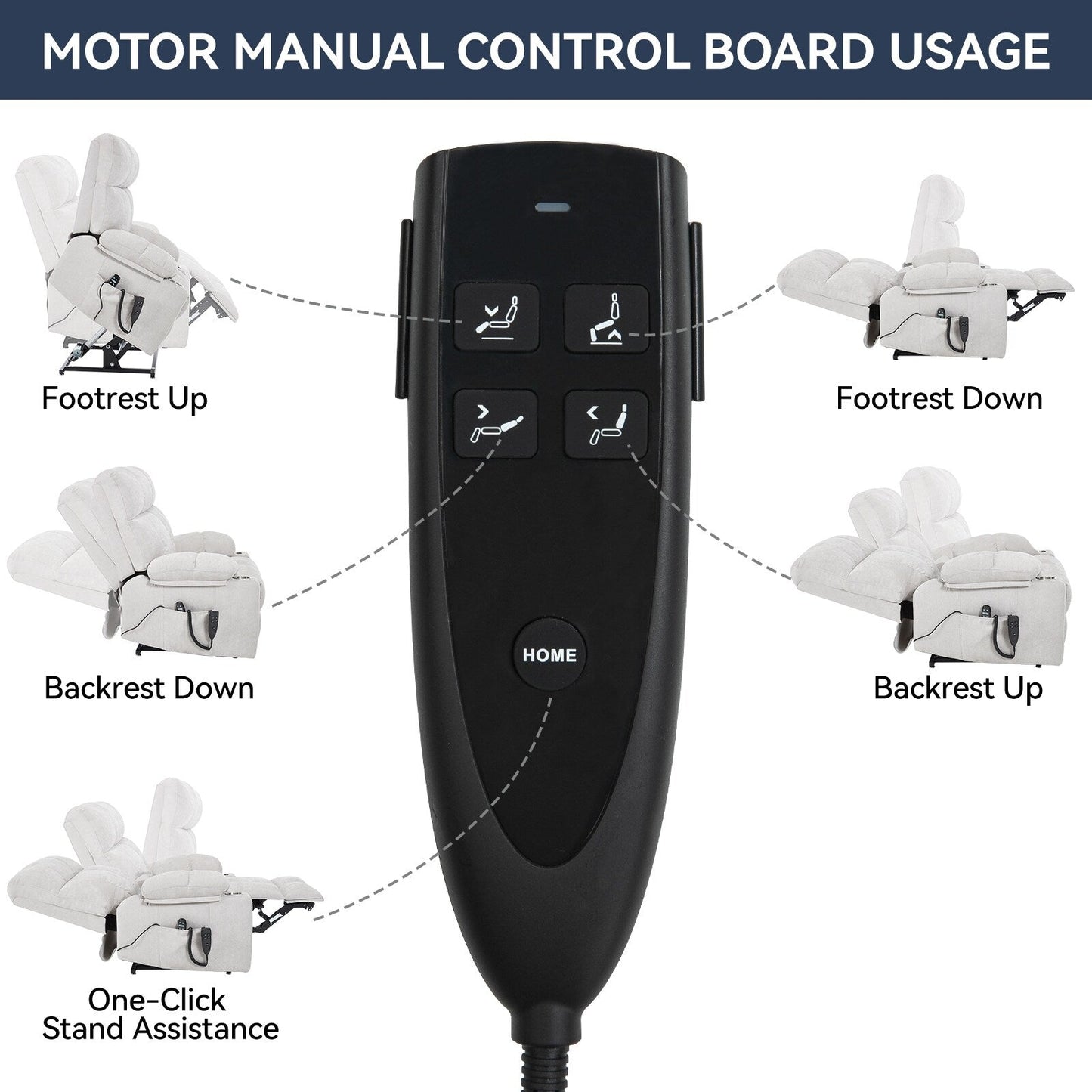Fauteuil inclinable électrique à double moteur Lazy Boy en chenille avec massage et chauffage lombaire, double porte-gobelets, gris-bleu
