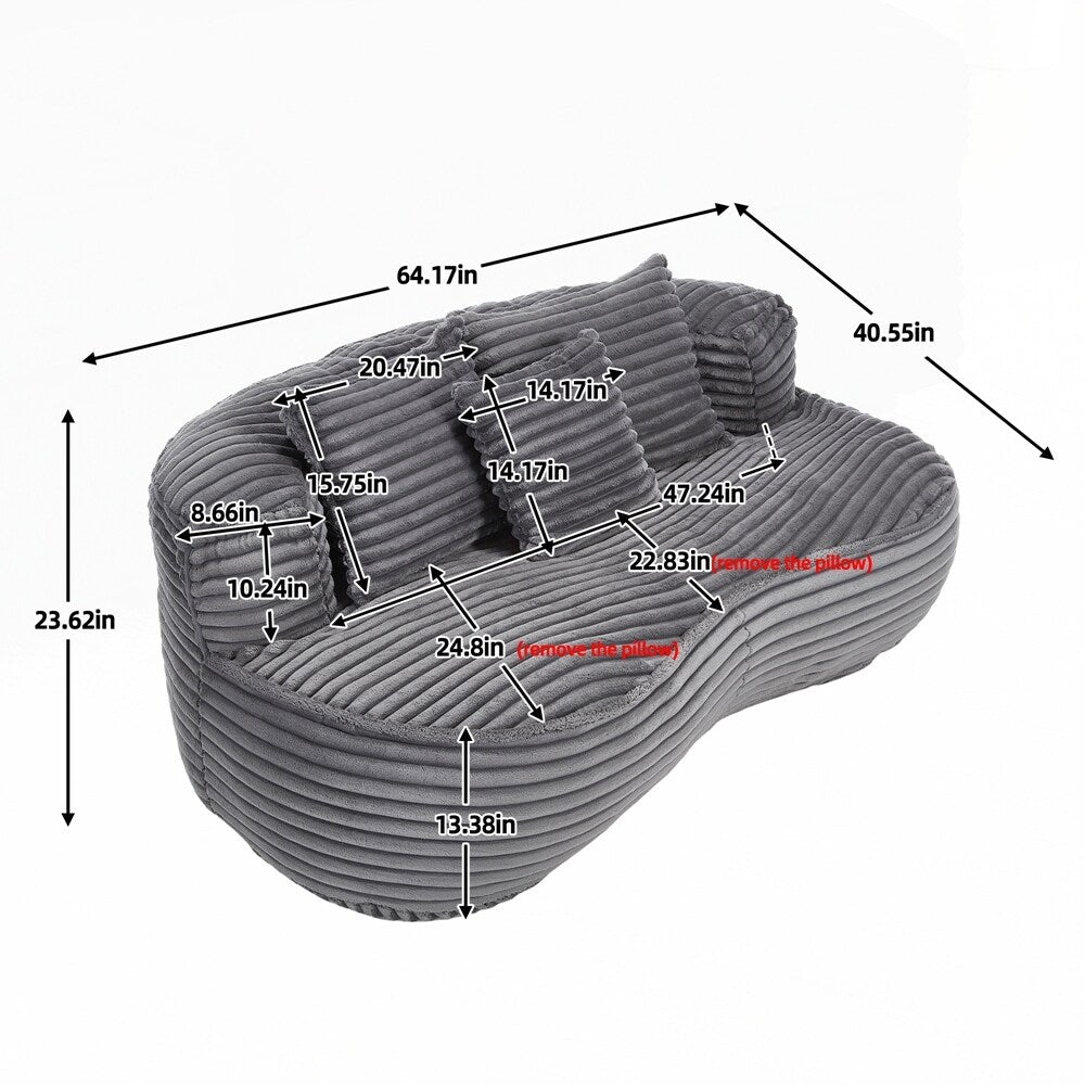 Canapé paresseux confortable et durable, chaise pouf à dossier haut pour adultes et enfants - 2 places