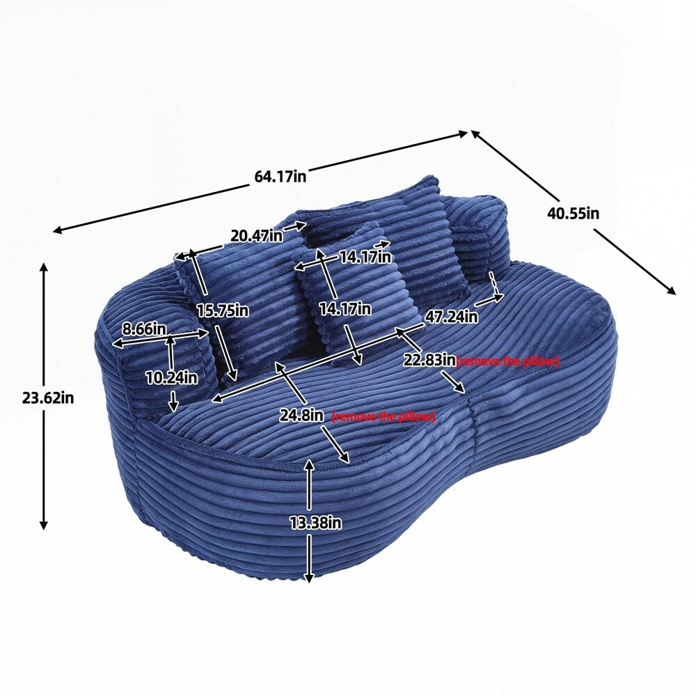 Canapé paresseux confortable et durable, chaise pouf à dossier haut pour adultes et enfants - 2 places