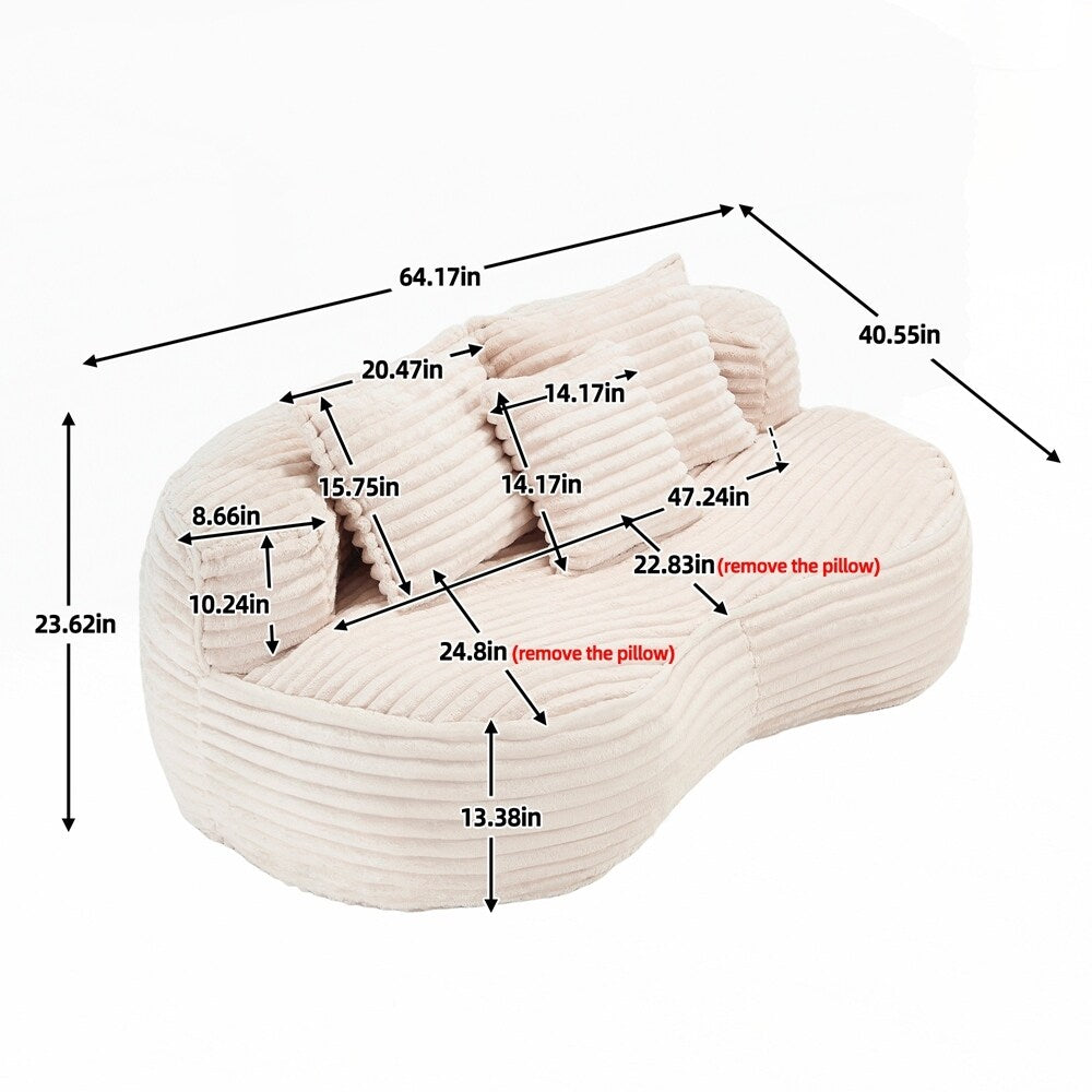 Canapé paresseux confortable et durable, chaise pouf à dossier haut pour adultes et enfants - 2 places