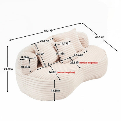 Canapé paresseux confortable et durable, chaise pouf à dossier haut pour adultes et enfants - 2 places