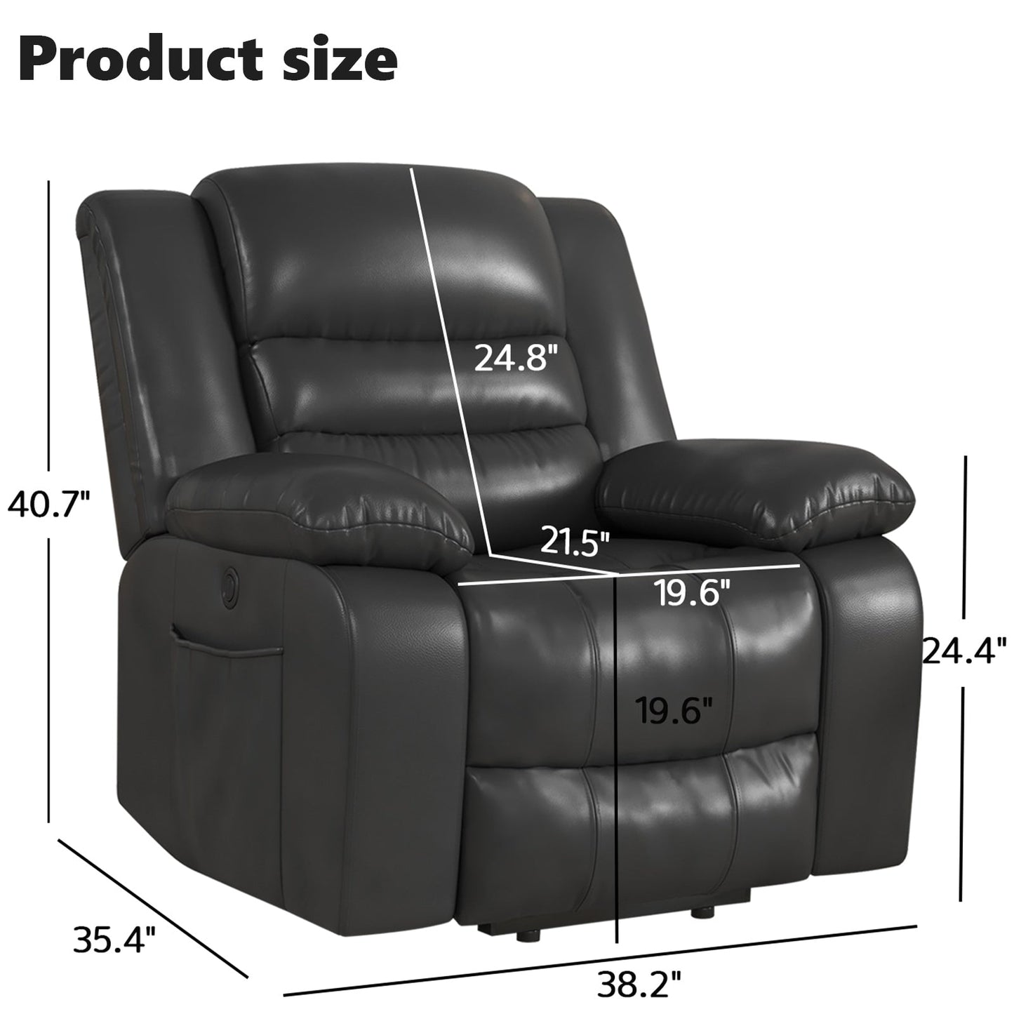 Fauteuil inclinable releveur en cuir avec double moteur, fauteuils inclinables électriques surdimensionnés avec massage et chauffage électriques