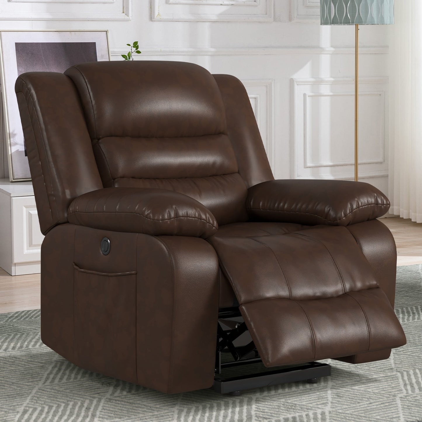 Fauteuil inclinable releveur en cuir avec double moteur, fauteuils inclinables électriques surdimensionnés avec massage et chauffage électriques