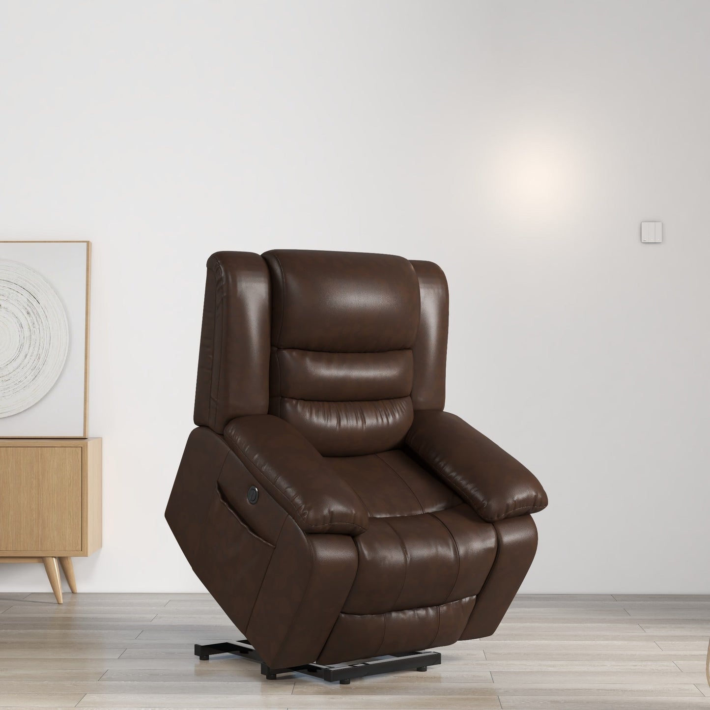 Fauteuil inclinable releveur en cuir avec double moteur, fauteuils inclinables électriques surdimensionnés avec massage et chauffage électriques