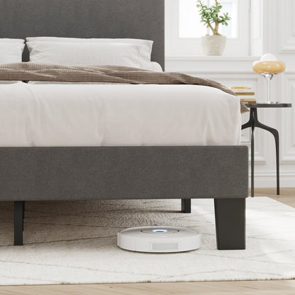 Lifezone Lit-plateforme à hauteur réglable, taille Queen, avec revêtement en tissu