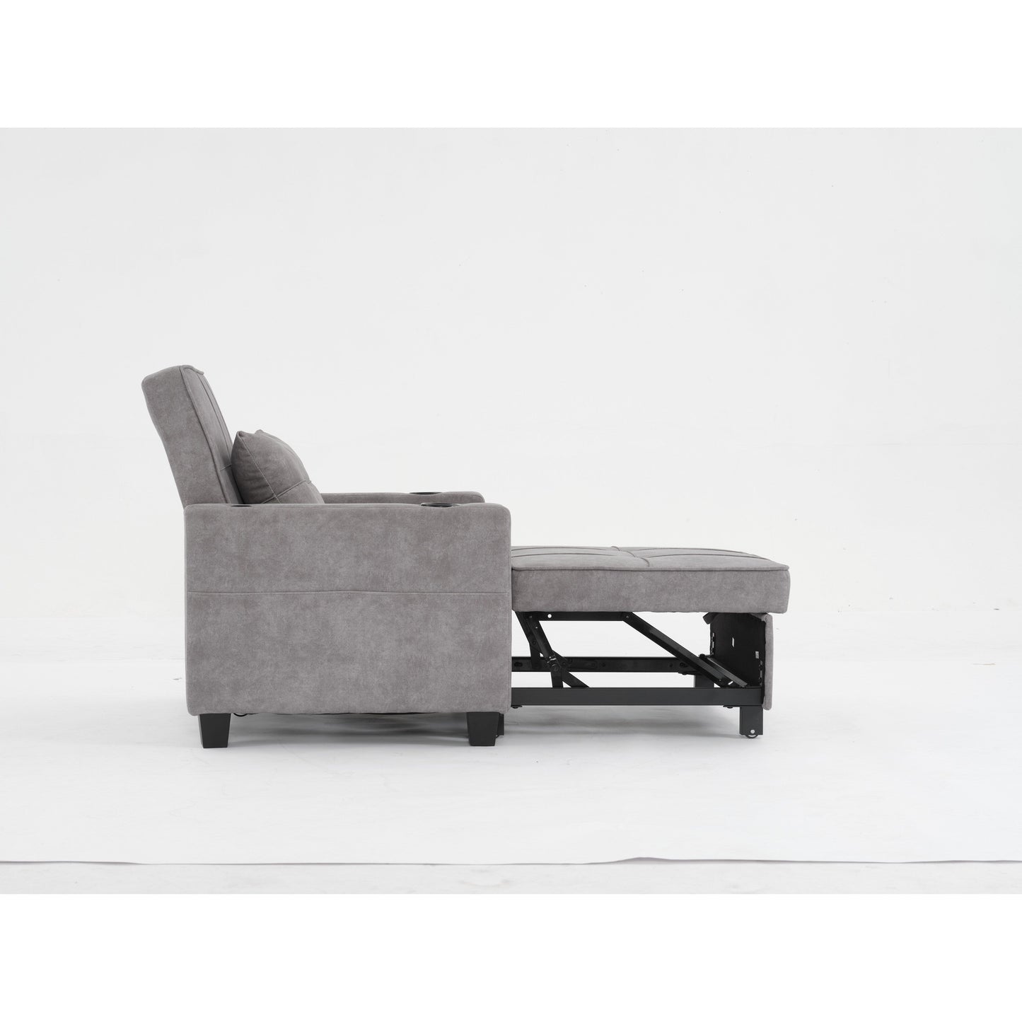 Canapé-lit convertible 3-en-1, gris clair, en tissu Tech Clothr, 68,12 pouces, avec ports USB et résistant à l'usure, pour salon.