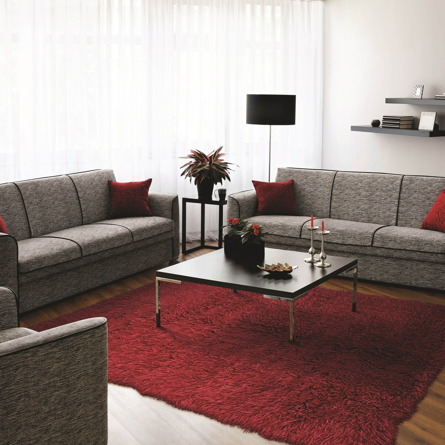 Linon Flokati Wool Thick Area Rug