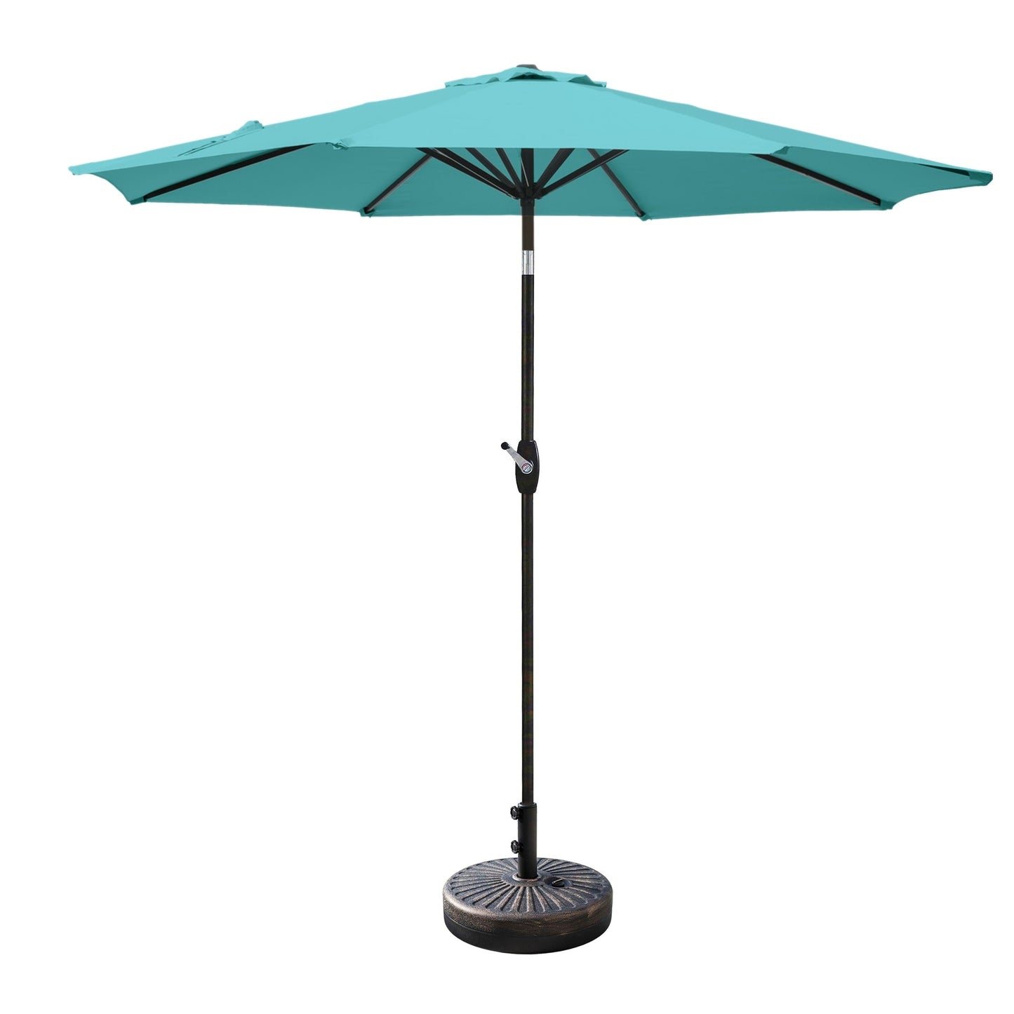 Parasol de terrasse Lopes de 2,7 m avec pied à poids à finition bronze inclus.