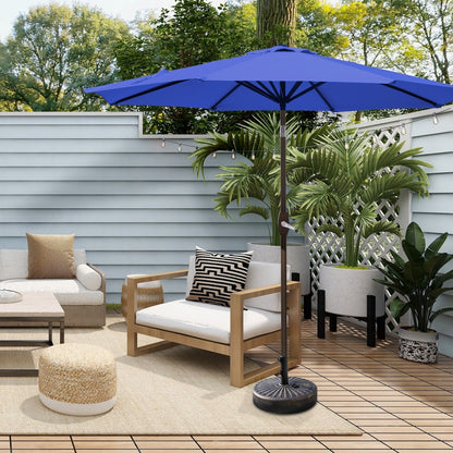 Parasol de terrasse Lopes de 2,7 m avec pied à poids à finition bronze inclus.