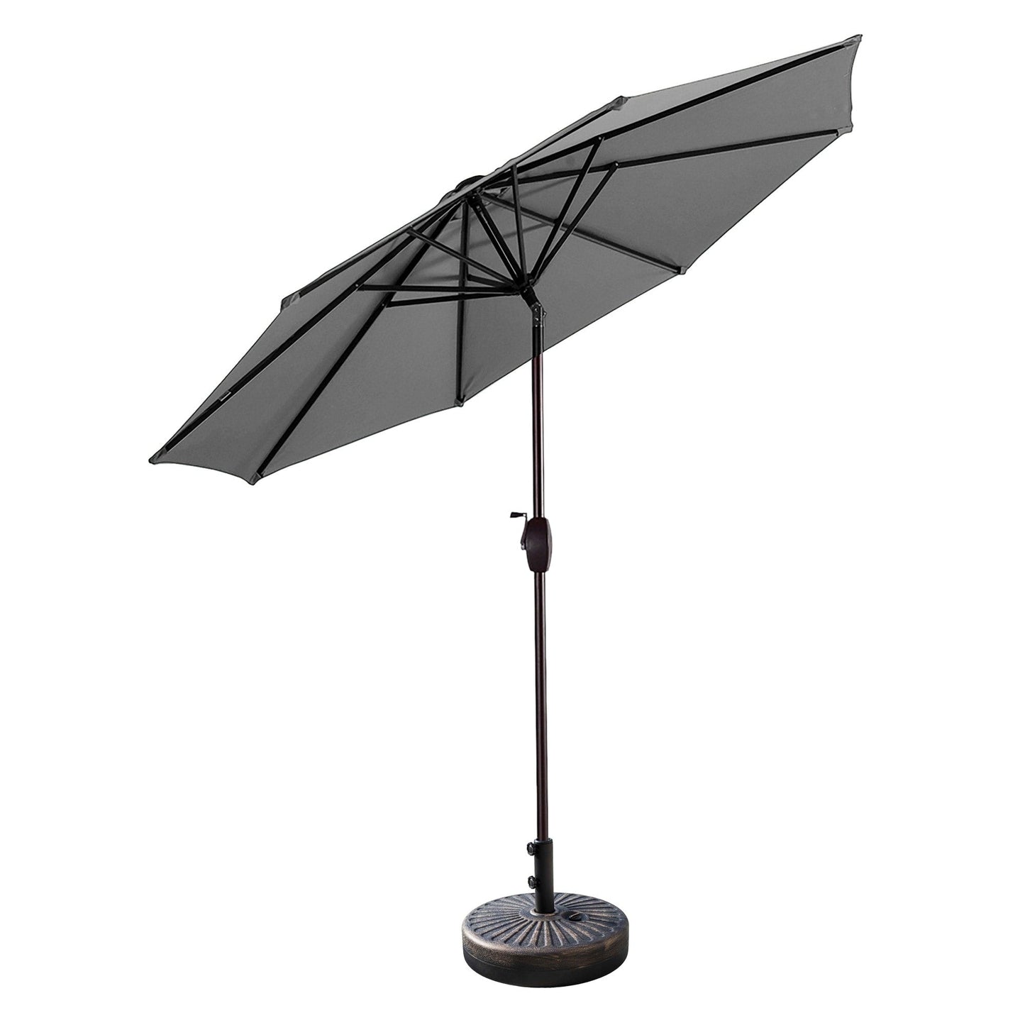 Parasol de terrasse Lopes de 2,7 m avec pied à poids à finition bronze inclus.