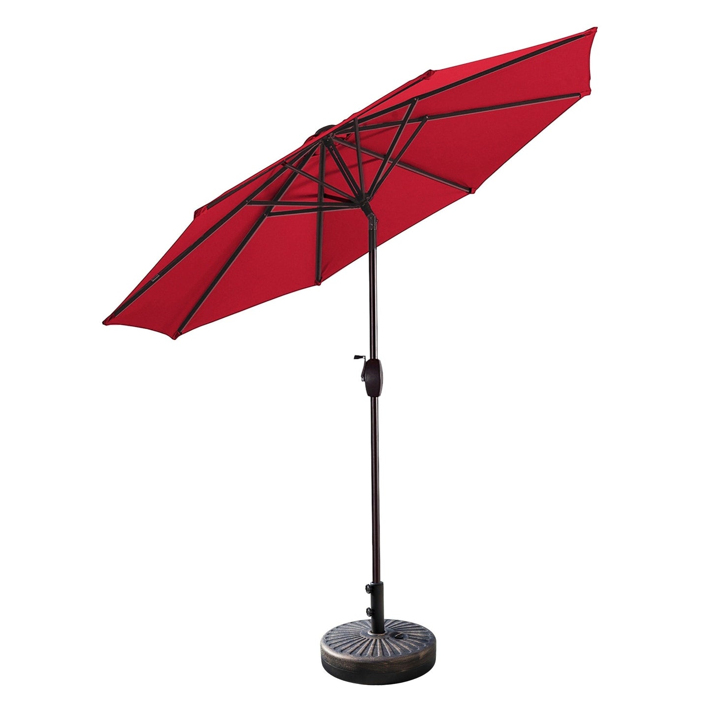 Parasol de terrasse Lopes de 2,7 m avec pied à poids à finition bronze inclus.