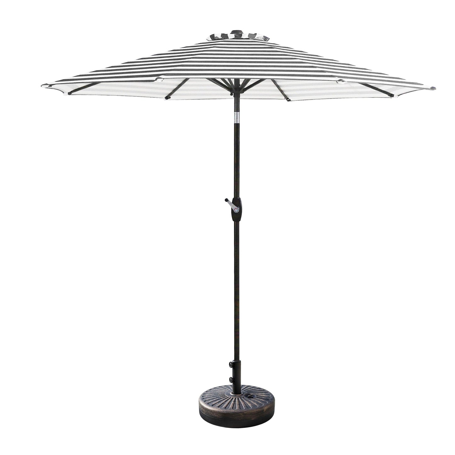 Parasol de terrasse Lopes de 2,7 m avec pied à poids à finition bronze inclus.