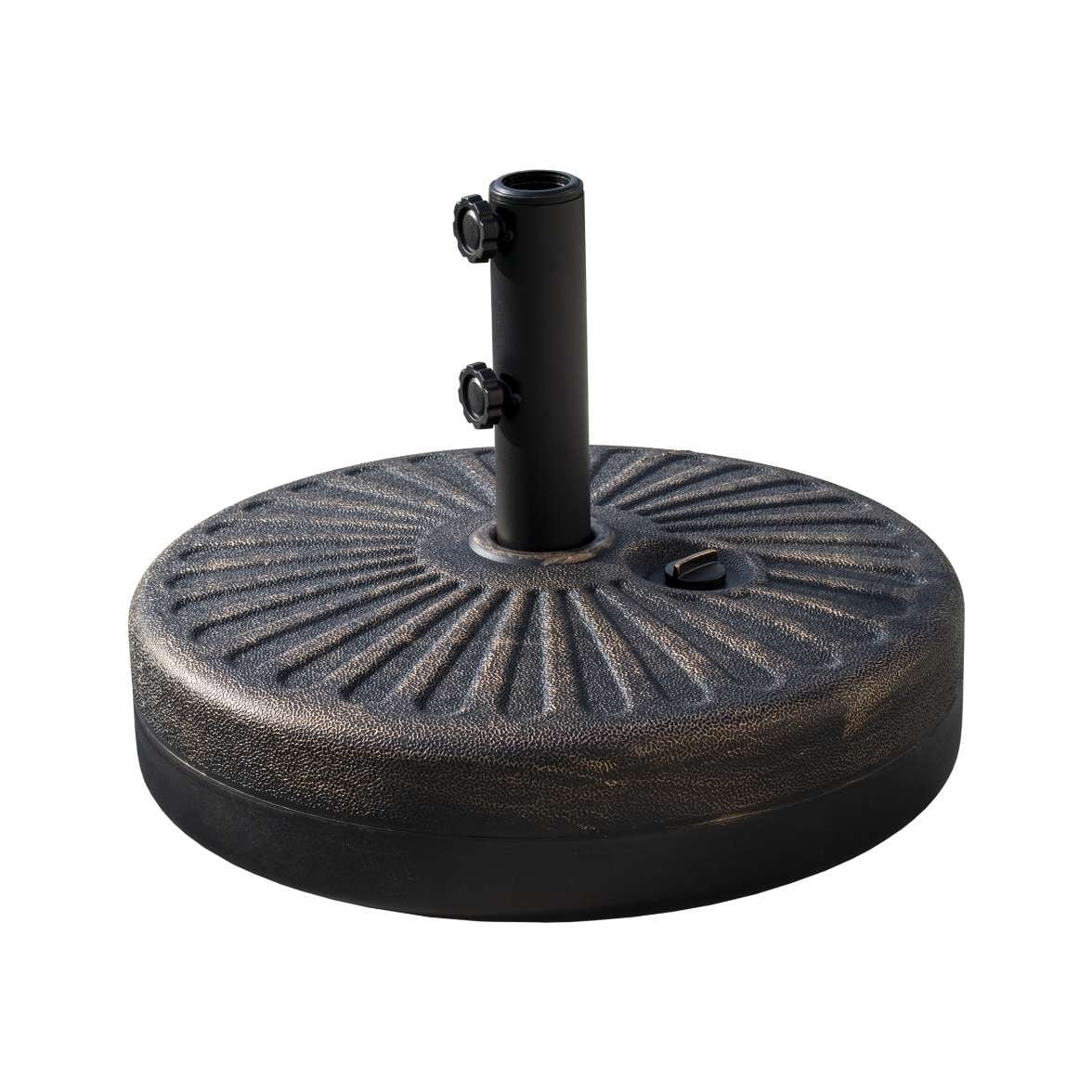 Parasol de terrasse Lopes de 2,7 m avec pied à poids à finition bronze inclus.