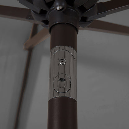 Parasol de terrasse Lopes de 2,7 m avec pied à poids à finition bronze inclus.