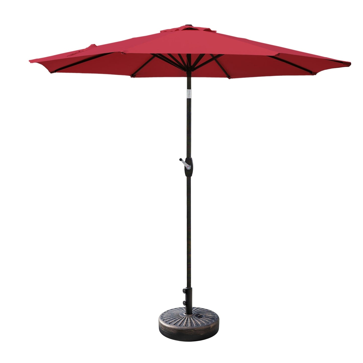 Parasol de terrasse Lopes de 2,7 m avec pied à poids à finition bronze inclus.