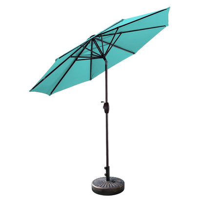 Parasol de terrasse Lopes de 2,7 m avec pied à poids à finition bronze inclus.