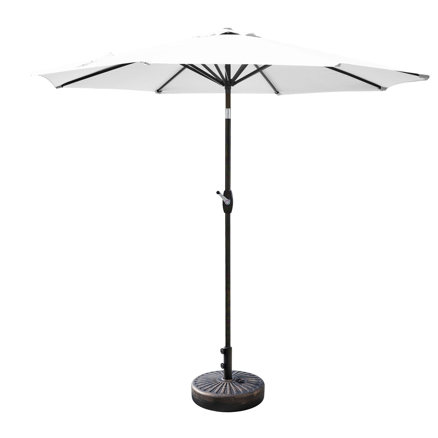Parasol de terrasse Lopes de 2,7 m avec pied à poids à finition bronze inclus.