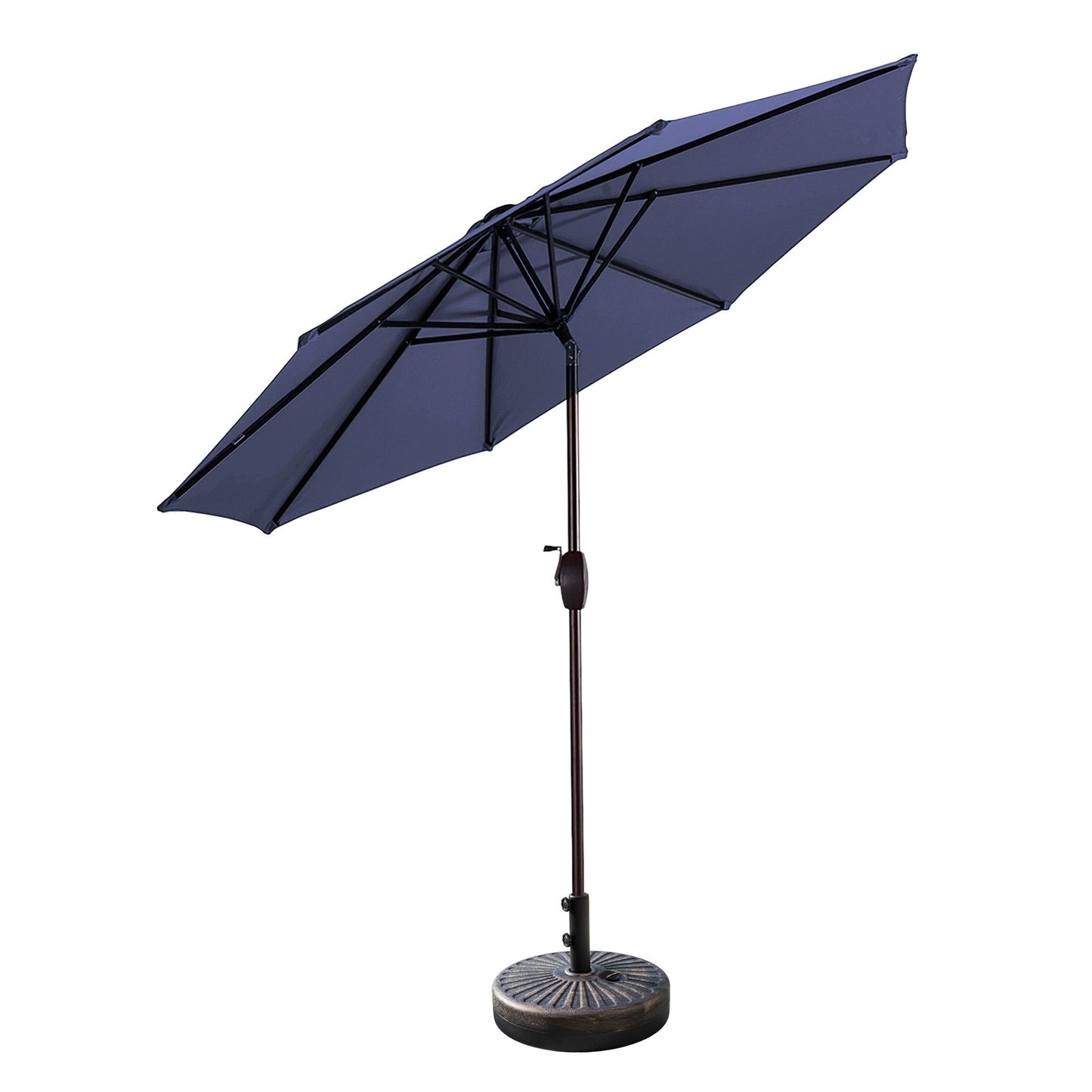 Parasol de terrasse Lopes de 2,7 m avec pied à poids à finition bronze inclus.