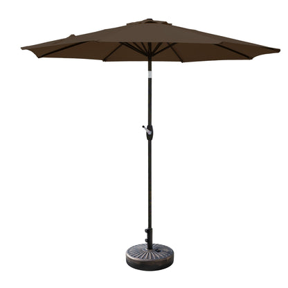 Parasol de terrasse Lopes de 2,7 m avec pied à poids à finition bronze inclus.