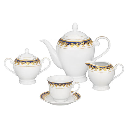 Service de table en porcelaine Lorren Home Trends, 57 pièces, avec accents dorés et bleus