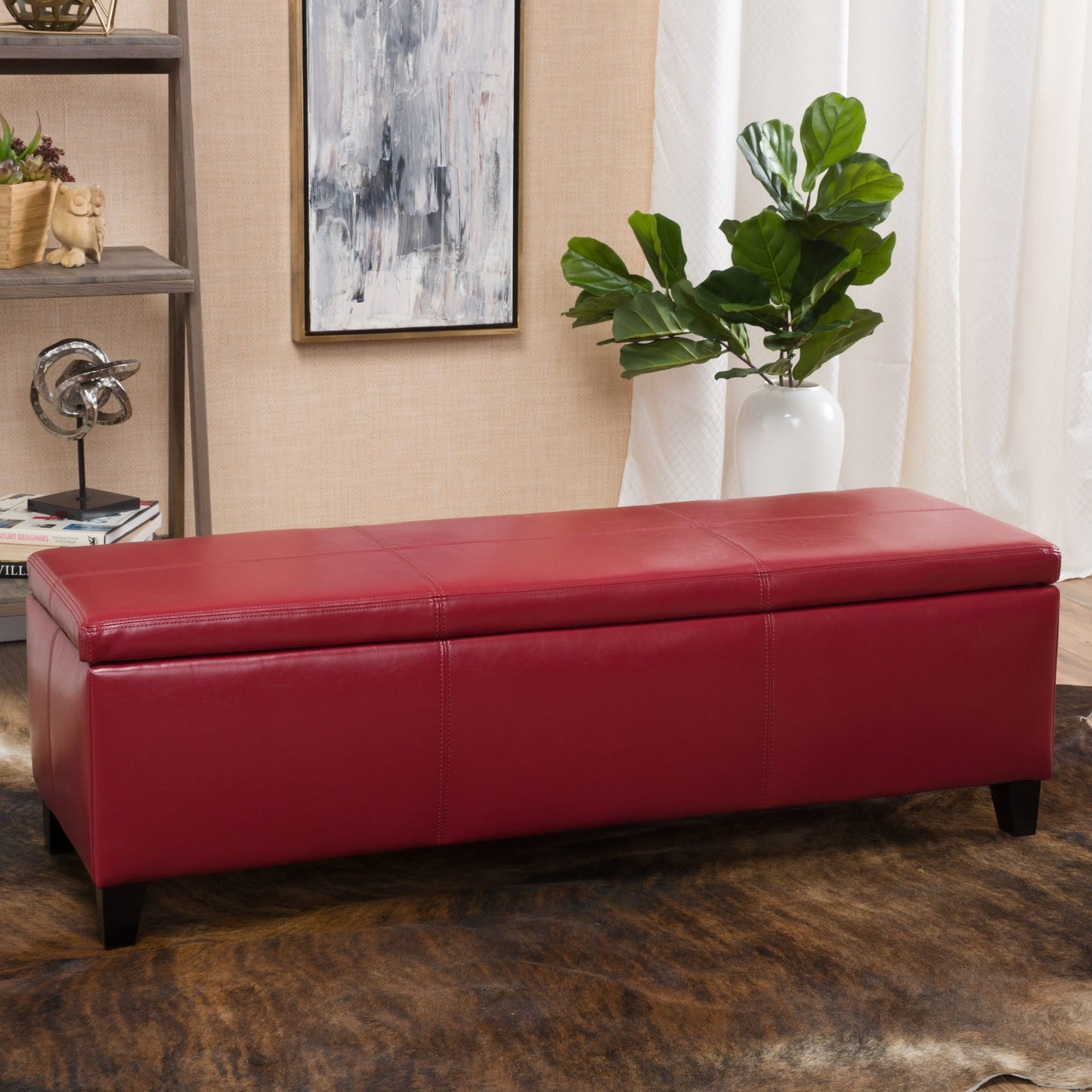 Banc de rangement Lucinda en simili cuir de Christopher Knight Home - 130,5 cm L x 44,5 cm l x 41,3 cm H