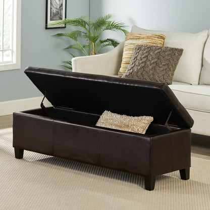 Banc de rangement Lucinda en simili cuir de Christopher Knight Home - 130,5 cm L x 44,5 cm l x 41,3 cm H