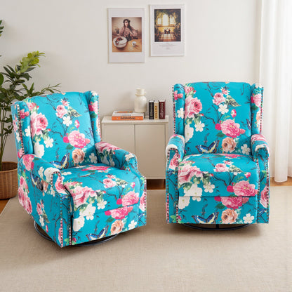 Lot de 2 chaises inclinables à bascule pivotantes à commande manuelle avec dossier inclinable, motif, 73,7 cm de largeur.