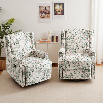 Lot de 2 chaises inclinables à bascule pivotantes à commande manuelle avec dossier inclinable, motif, 73,7 cm de largeur.