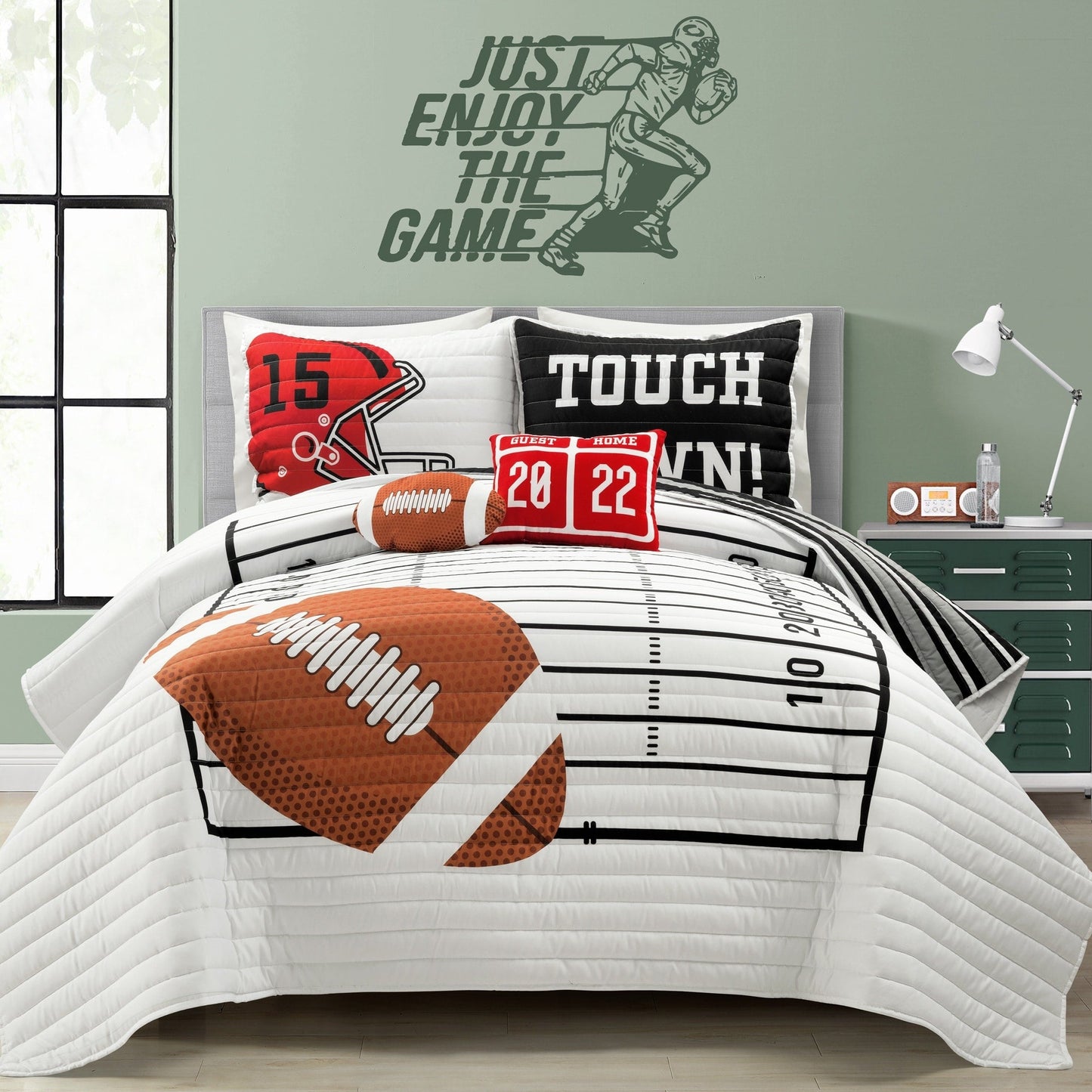 Lush Decor Drap de couette réversible pour enfant surdimensionné à motif de football américain