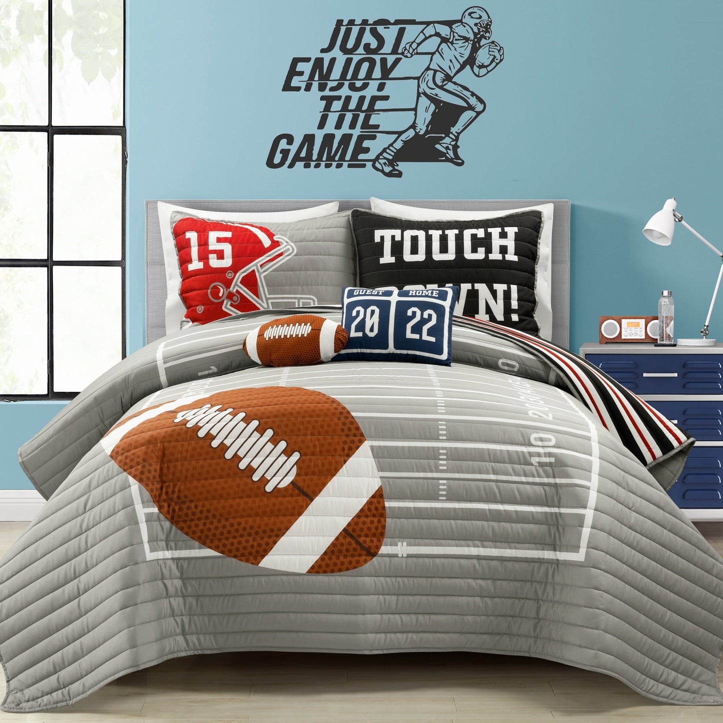 Lush Decor Drap de couette réversible pour enfant surdimensionné à motif de football américain