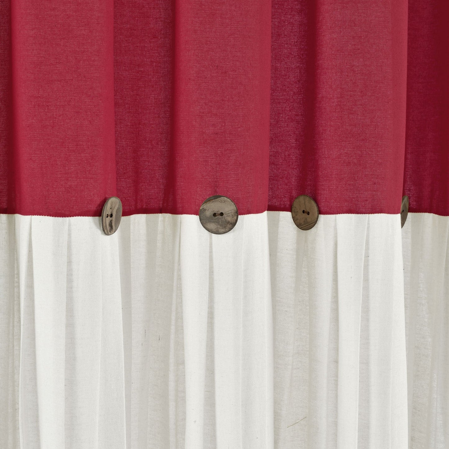 Lush Decor Two-tone Linen Button Shower Curtain