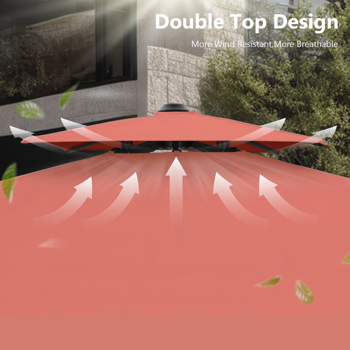 Parasol à bras articulé MAISON ARTS 12 FT, système hydraulique automatique, mât en aluminium, rotation à 360 degrés